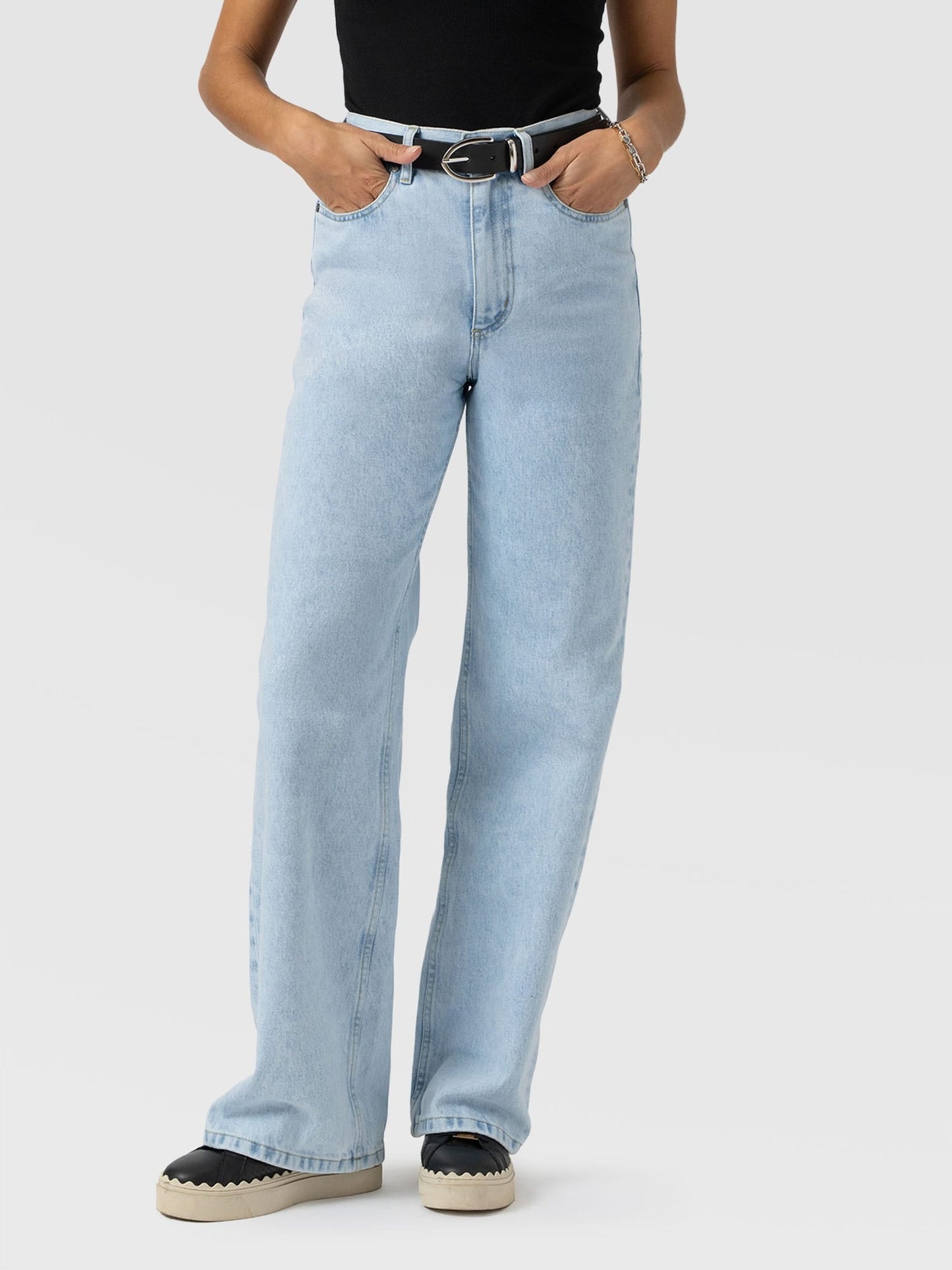 Adjustable Wide Leg Jeans