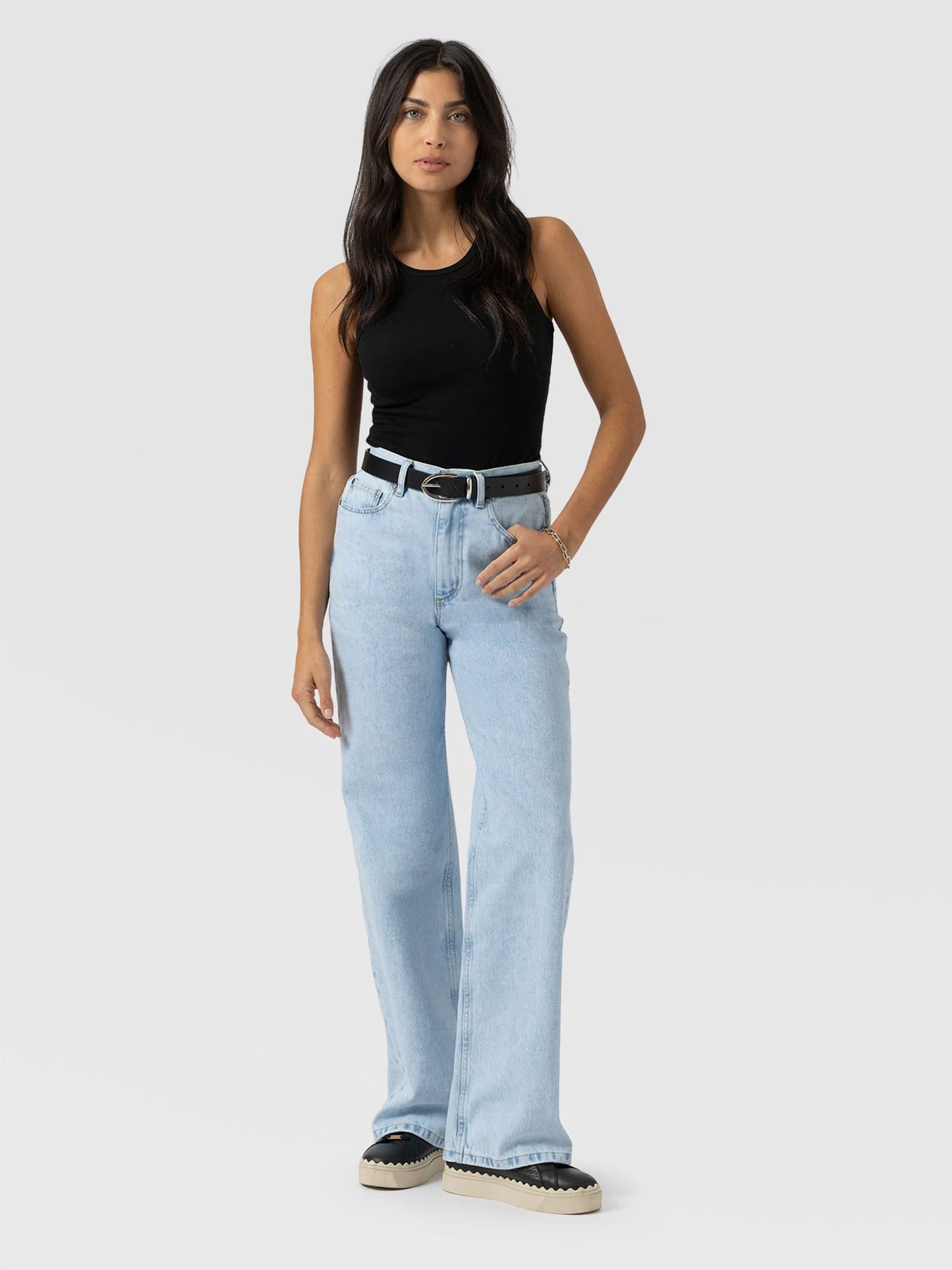 Adjustable Wide Leg Jeans