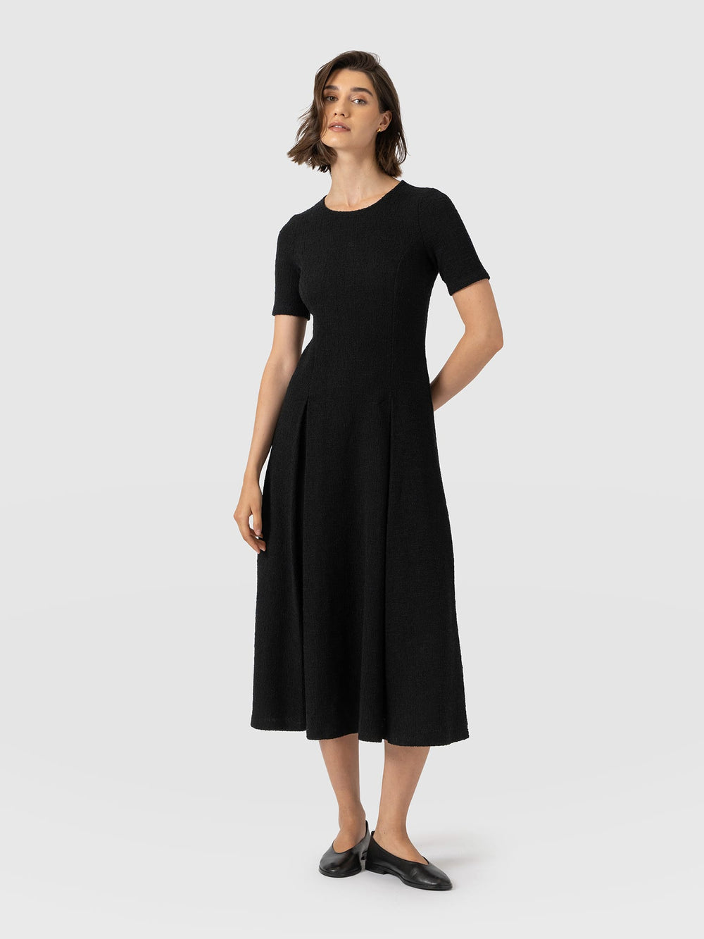 Lana Pleated Short Sleeve Dress