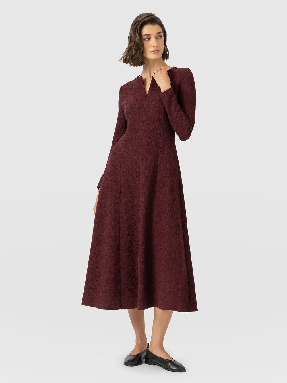 Orla Midi Dress A long-sleeved midi with an adjustable neckline