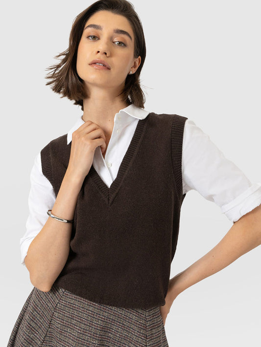 Oxford Cashmere V Neck Sleeveless Knit