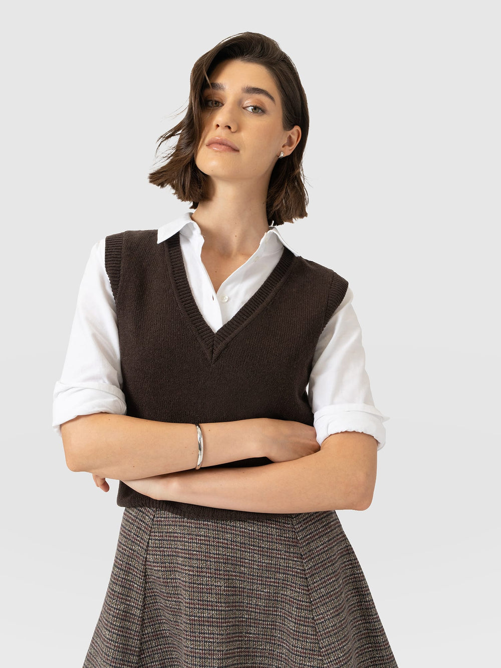 Oxford Cashmere V Neck Sleeveless Knit